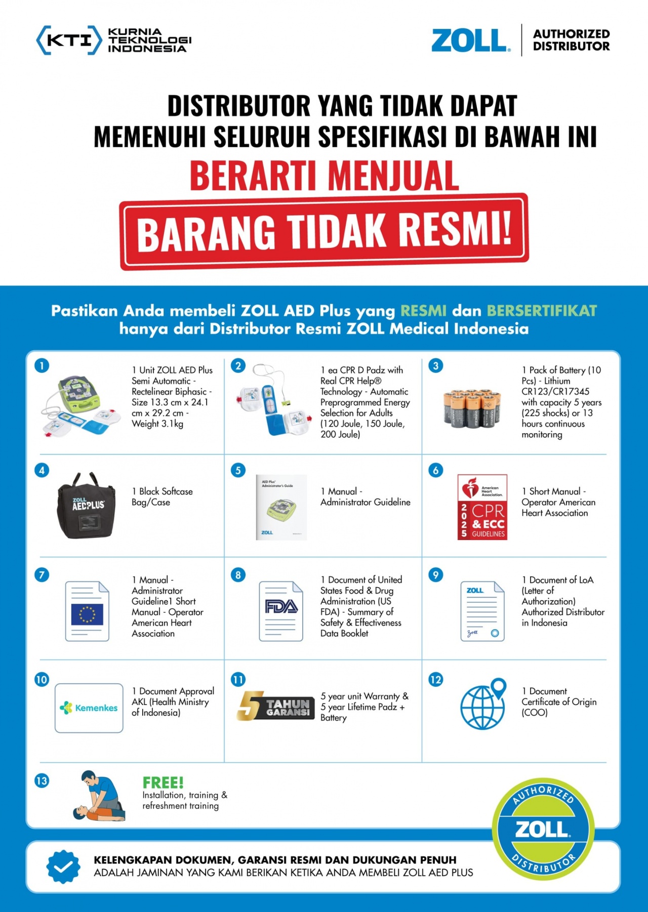 Ciri AED ZOLL Yang Asli